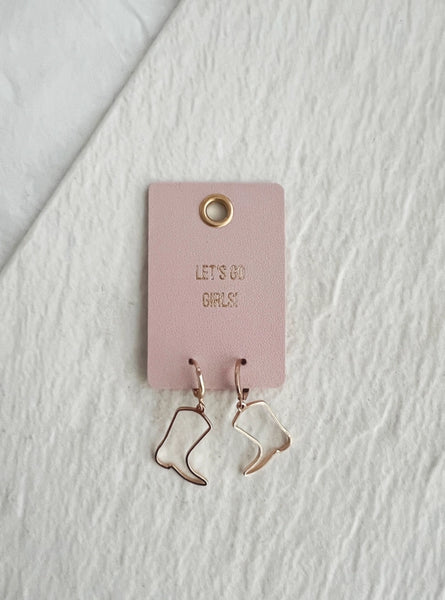 Let's Go Girls Gold Cowboy Boot Earrings