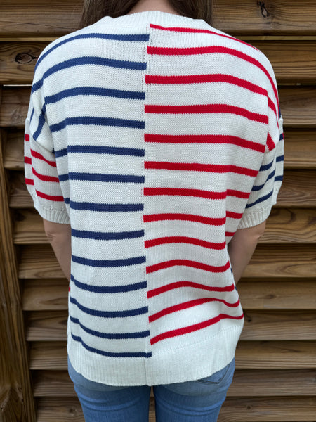 The Patriotic Red White and Blue Sweater Top
