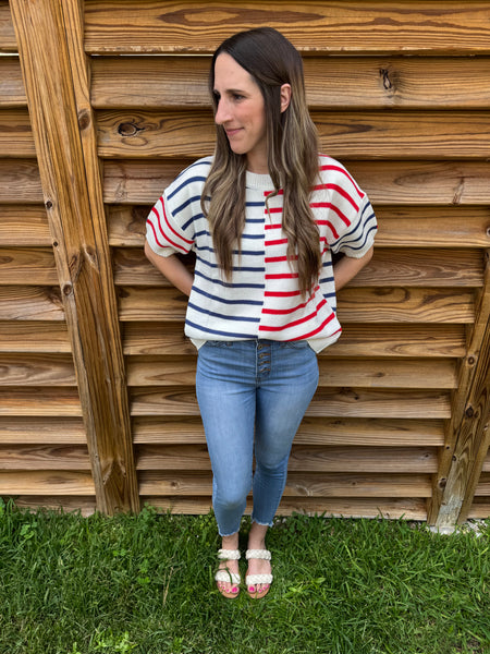 The Patriotic Red White and Blue Sweater Top
