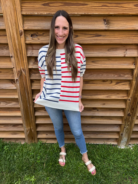The Patriotic Red White and Blue Sweater Top