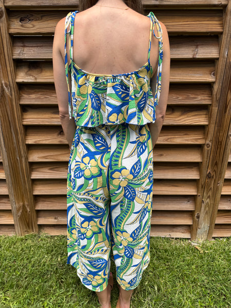 Feeling Blue-tiful and Green Ruffle Jumpsuit