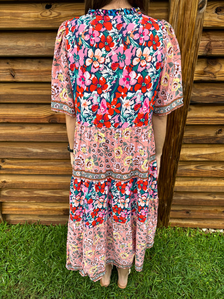 Penelope Peach & Navy Floral Maxi Dress