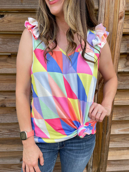 Pretty In All Colors Ruffled Tank Blouse