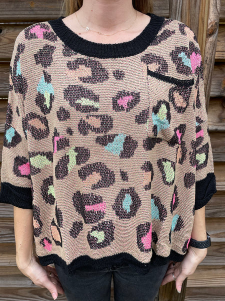 Charleston Colorful Leopard Lightweight Sweater