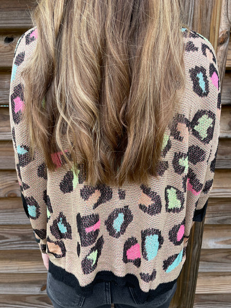 Charleston Colorful Leopard Lightweight Sweater