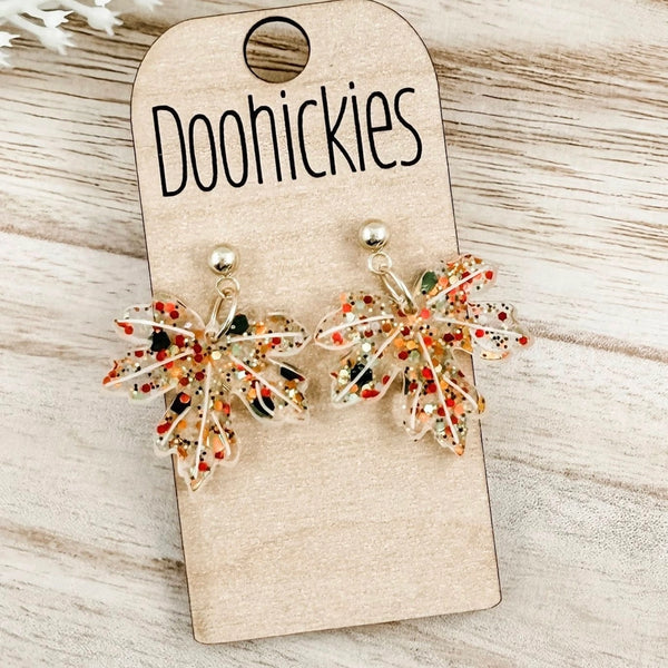 Fall Confetti Acrylic Leaf Dangle Earrings