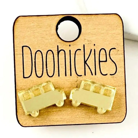 Mirror Gold School Bus Stud Earrings