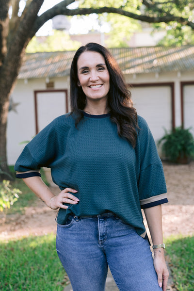 The Leila Evergreen Waffle Top