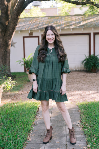 The Charlotte Tiered Olive Floral Dress