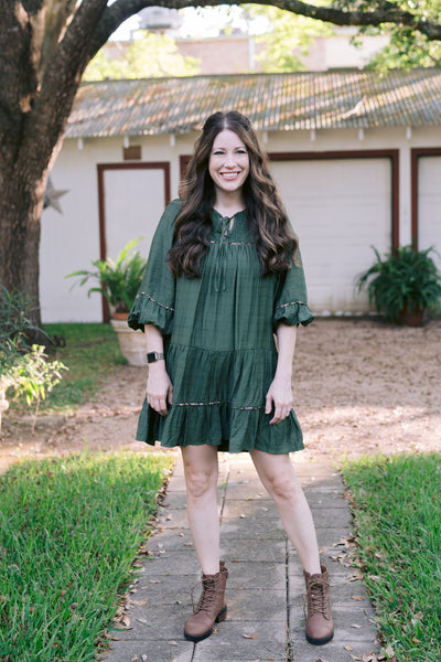 The Charlotte Tiered Olive Floral Dress