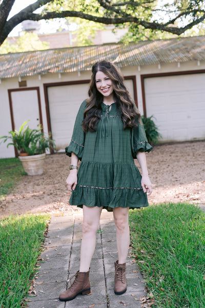 The Charlotte Tiered Olive Floral Dress