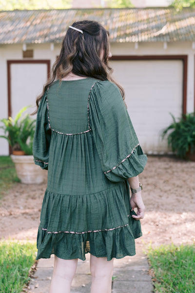 The Charlotte Tiered Olive Floral Dress