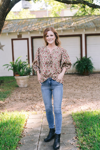 The Kailee Vintage Floral Corduroy Blouse