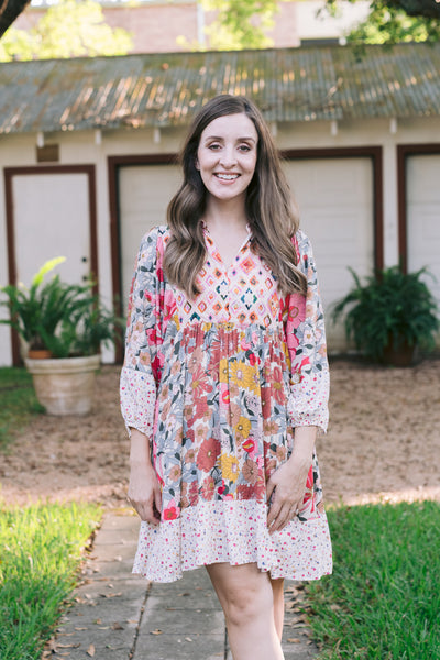 Rosie Rose Mix & Match Bubble Sleeve Dress