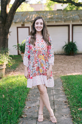 Rosie Rose Mix & Match Bubble Sleeve Dress