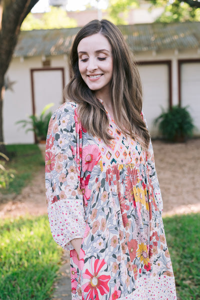 Rosie Rose Mix & Match Bubble Sleeve Dress