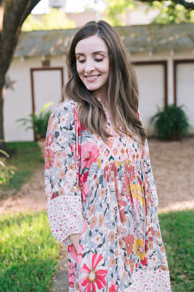Rosie Rose Mix & Match Bubble Sleeve Dress