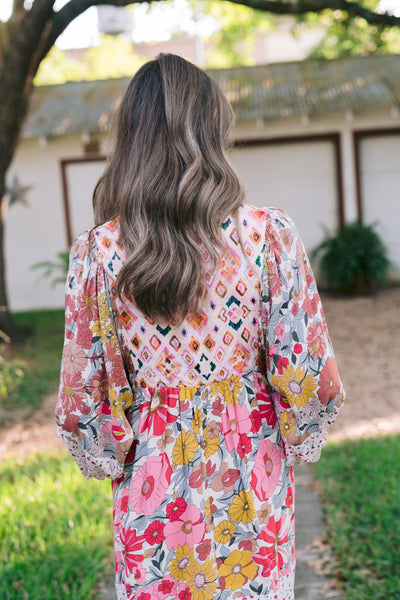 Rosie Rose Mix & Match Bubble Sleeve Dress