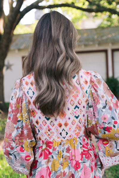 Rosie Rose Mix & Match Bubble Sleeve Dress