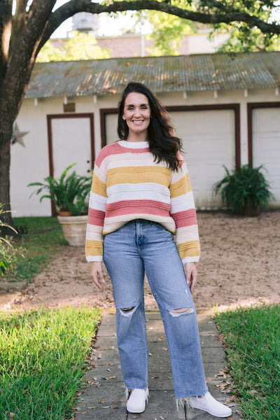 Lucy Lou Loose Fit Color Block Sweater