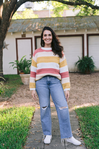 Lucy Lou Loose Fit Color Block Sweater