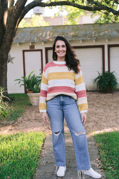 Lucy Lou Loose Fit Color Block Sweater