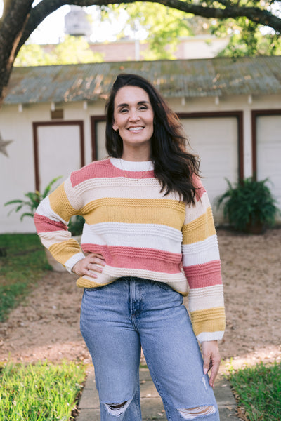 Lucy Lou Loose Fit Color Block Sweater