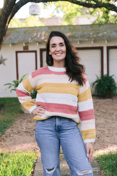 Lucy Lou Loose Fit Color Block Sweater