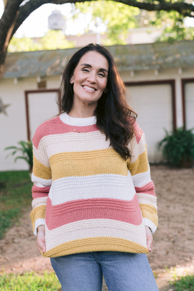 Lucy Lou Loose Fit Color Block Sweater