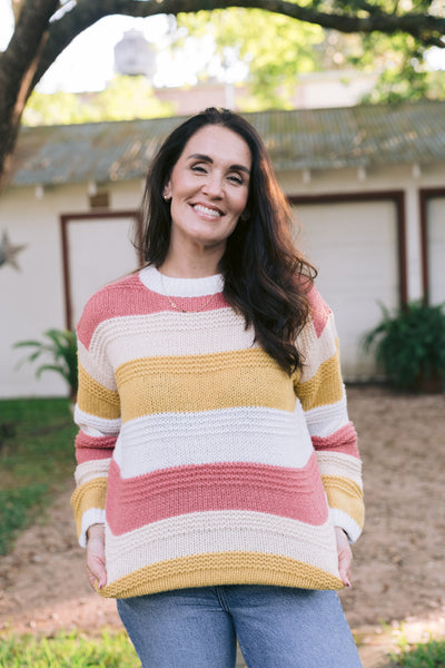 Lucy Lou Loose Fit Color Block Sweater