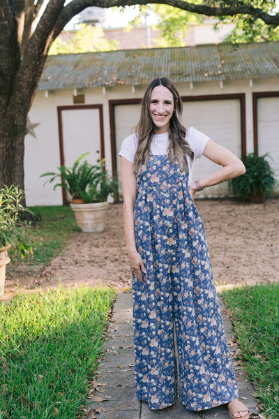 Daphne Denim & Floral Overalls