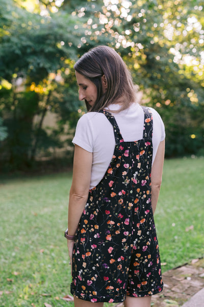 Everyday Overall Shorts - Black Floral