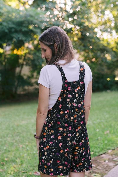 Everyday Overall Shorts - Black Floral