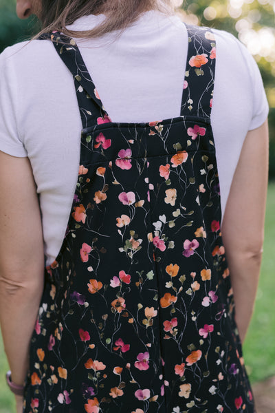 Everyday Overall Shorts - Black Floral