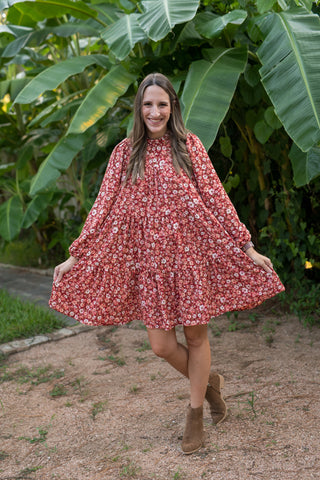 The Courtney Burgundy Bubble Floral Dress