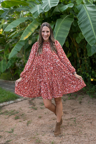 The Courtney Burgundy Bubble Floral Dress