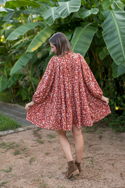 The Courtney Burgundy Bubble Floral Dress