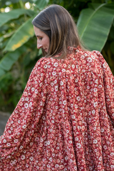The Courtney Burgundy Bubble Floral Dress
