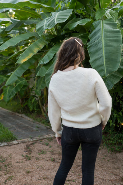 The Simone Ivory Cutout Tie Sweater - Ivory