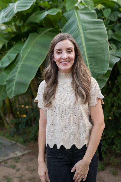 The Emily Scalloped Oatmeal Sweater Vest
