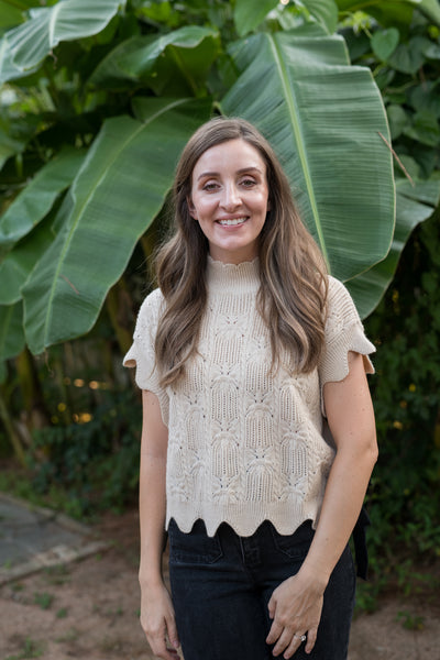 The Emily Scalloped Oatmeal Sweater Vest