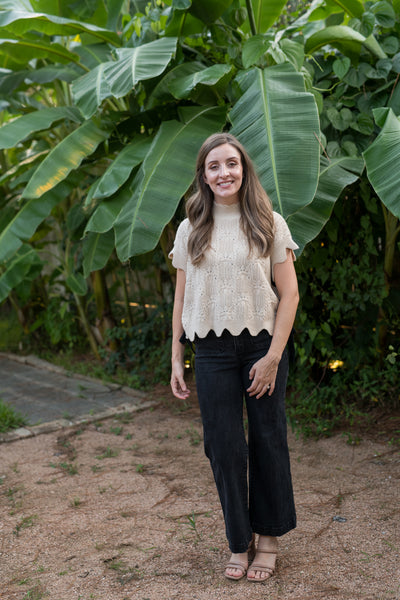 The Emily Scalloped Oatmeal Sweater Vest