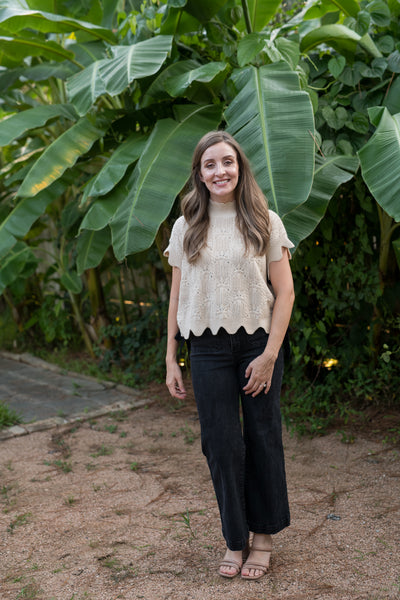 The Emily Scalloped Oatmeal Sweater Vest