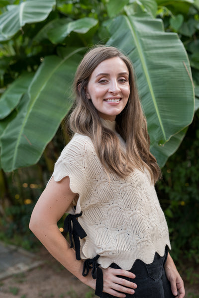 The Emily Scalloped Oatmeal Sweater Vest