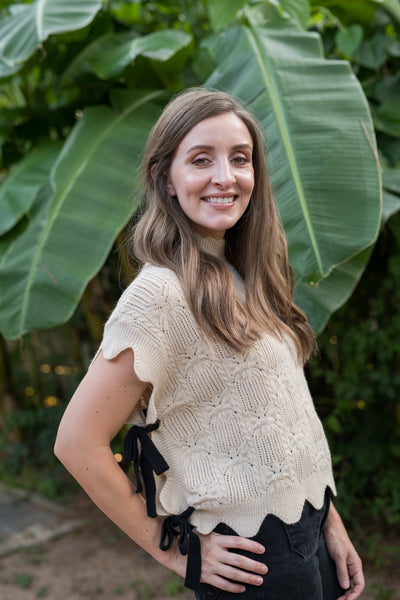 The Emily Scalloped Oatmeal Sweater Vest