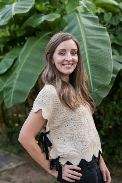 The Emily Scalloped Oatmeal Sweater Vest