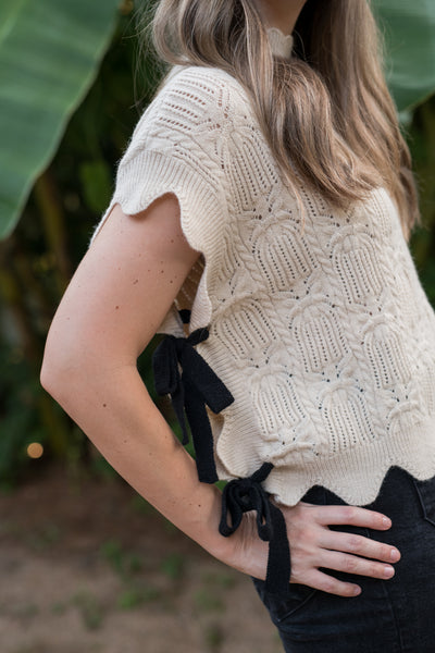 The Emily Scalloped Oatmeal Sweater Vest