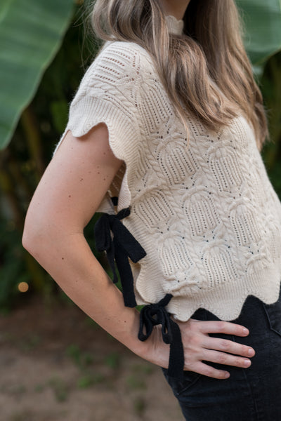 The Emily Scalloped Oatmeal Sweater Vest