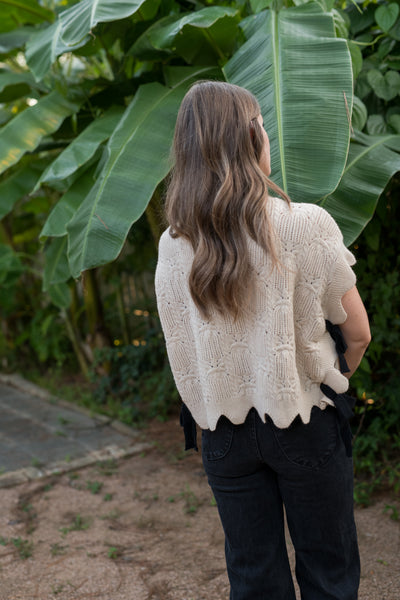 The Emily Scalloped Oatmeal Sweater Vest