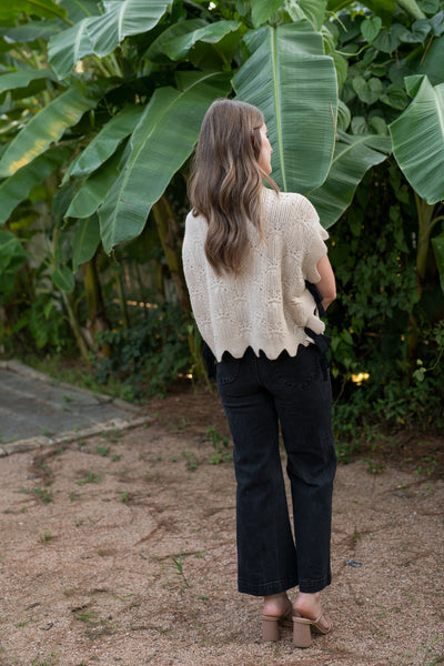 The Emily Scalloped Oatmeal Sweater Vest